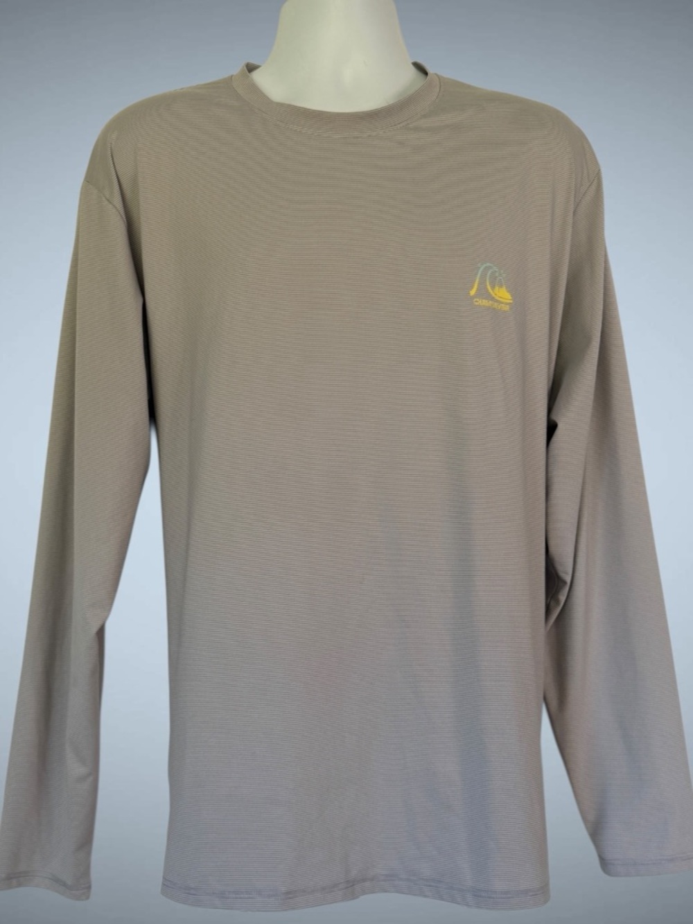 Quiksilver UPF 50+ Rashguard XXL Long Sleeve Surf Shirt Gray Striped Performance - Picture 8 of 8